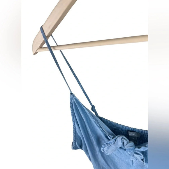 Aerie • Chambray Tie Front Knot Romper - Picture 6 of 11